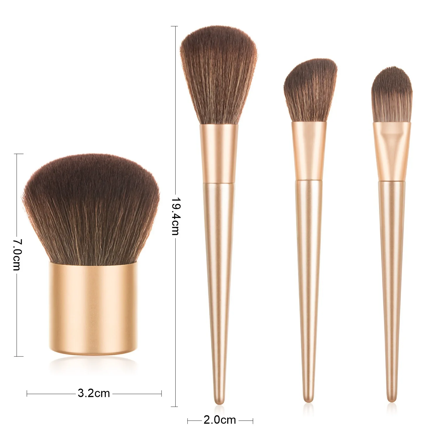4-teiliges Make-up-Pinsel-Set – Puder-Rouge Contour Foundation Essential Brushes Kit, professionelle Premium-Kosmetikwerkzeuge