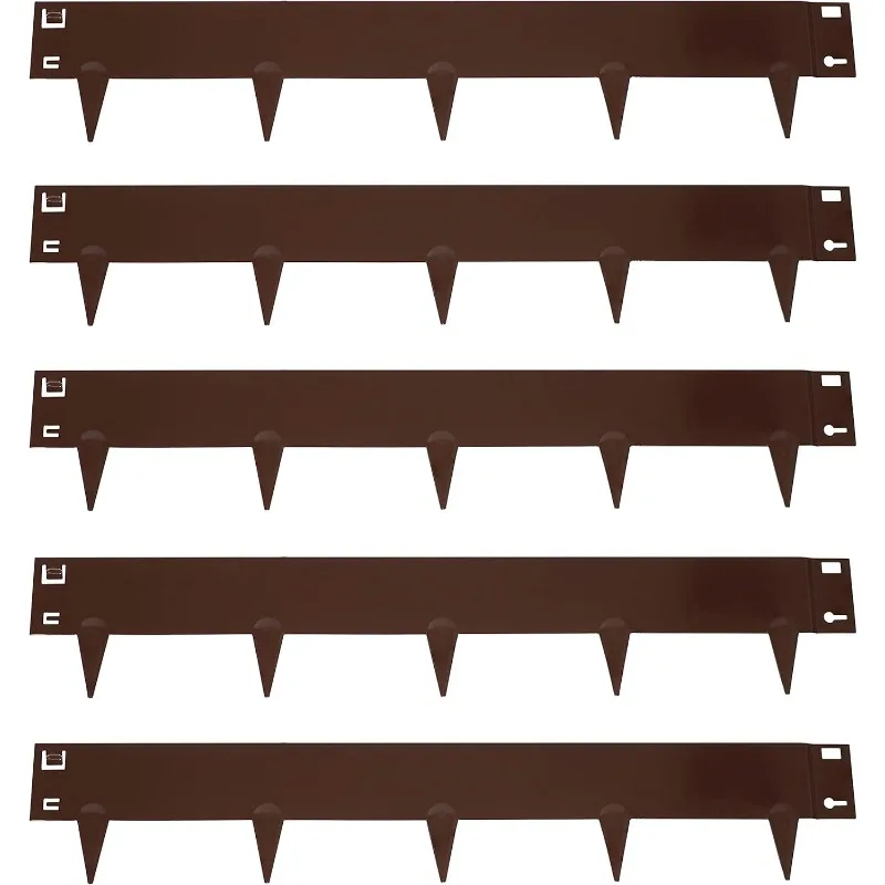 16-Foot Metal Landscape Edging Border - 5-Pack of 42 x 7 Inch Steel Garden Edging - Brown