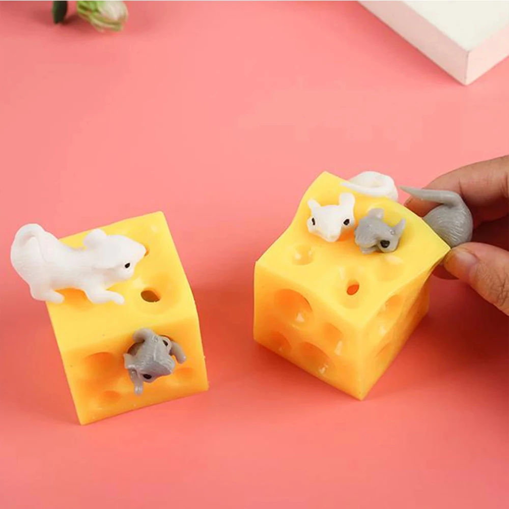 Funny Mouse Cheese Squeeze Anti-stress Toy Sloth and Seek Squishable Figures Stress Relief Fidget Toys For Kids Adult