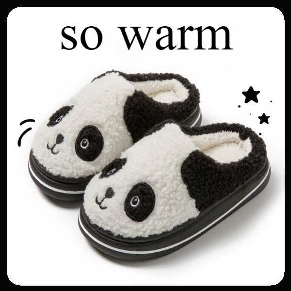 Winter Cute Panda Women Men Cotton Slippers Parent-child Cotton Shoes Plush Plush Thick Bottom Indoor Non-slip Warm Cotton Shoes