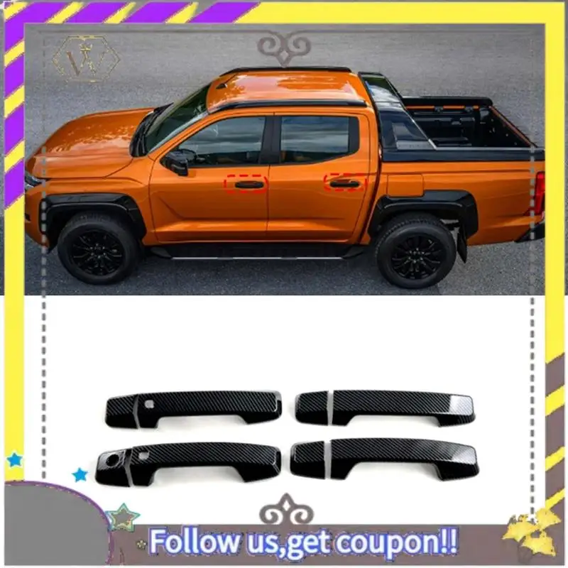 

ABXV-For Mitsubishi Triton / L200 2024 Carbon Fiber Car Door Handle Cover Trim Exterior Accessories