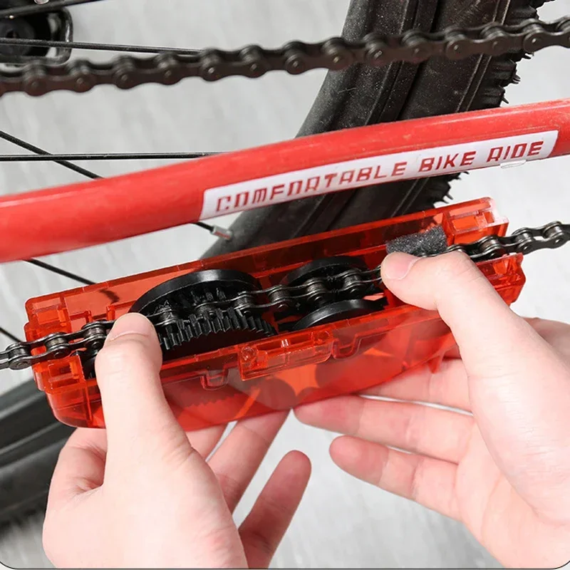 Bicycle Red Chain Cleaner Bike Chain Cleaning Tool Cycling Scrubber Washer Tool Mountain Bike Washing Kit Bicycle Accessories