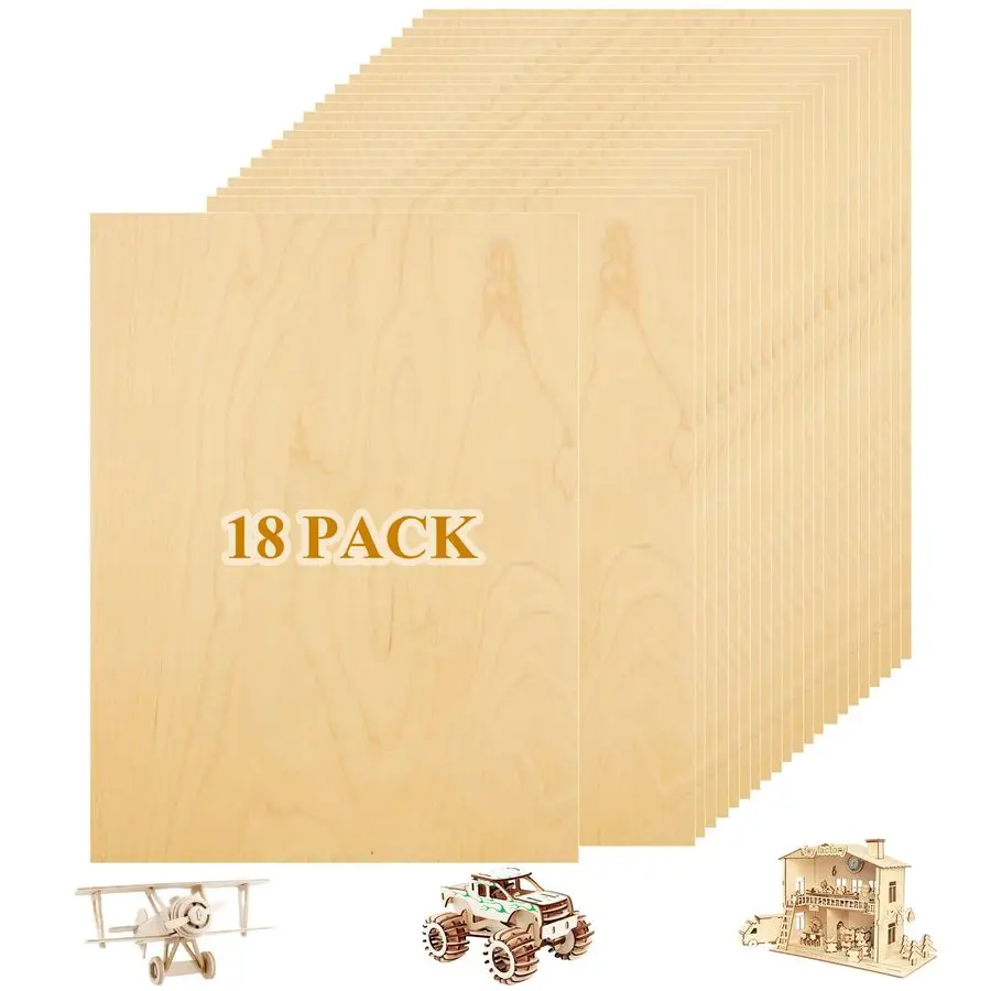 

Pack 3mm Birch Plywood Sheets 12 x 16 x 1 8 Inch, Plywood Sheets for Crafts, 1 8 Unfinished Plywood Wood for Laser Cutting, Engr