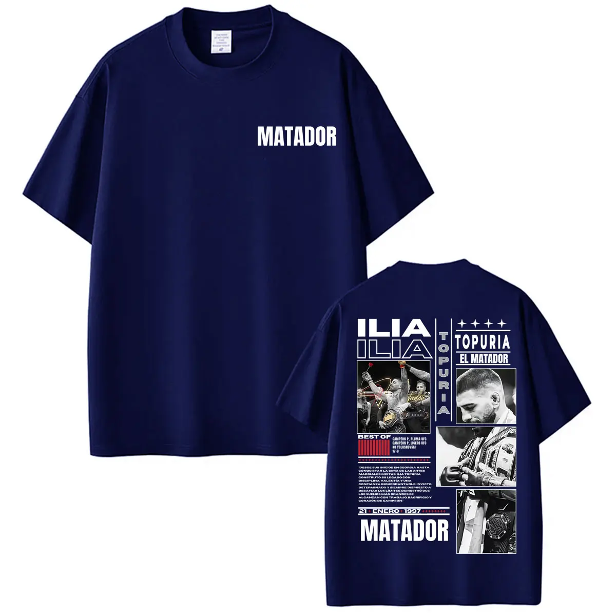 Limited Ilia Topuria El Matador Cover T Shirts Fan Gifts Men Women Fashion Violence Aesthetics T-shirts Oversized Cotton T Shirt