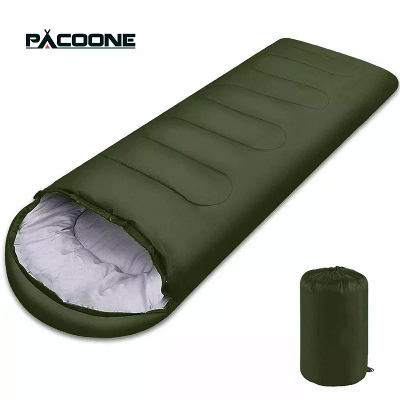 PACOONE Camping Sleeping Bag Warm 4 Season Lightweight Envelope Backpacking Outdoor Mummy Cotton Winter Sleeping Pad