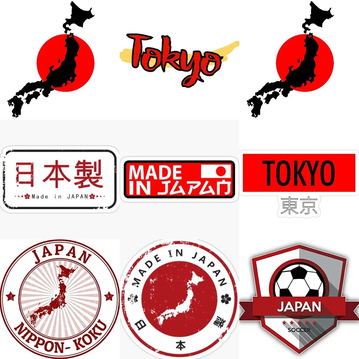 

Japan Map Made in Japan Creative Stickers Accessories for Wall Room Car Truck Window Glass Helmet Bicycle Customizable