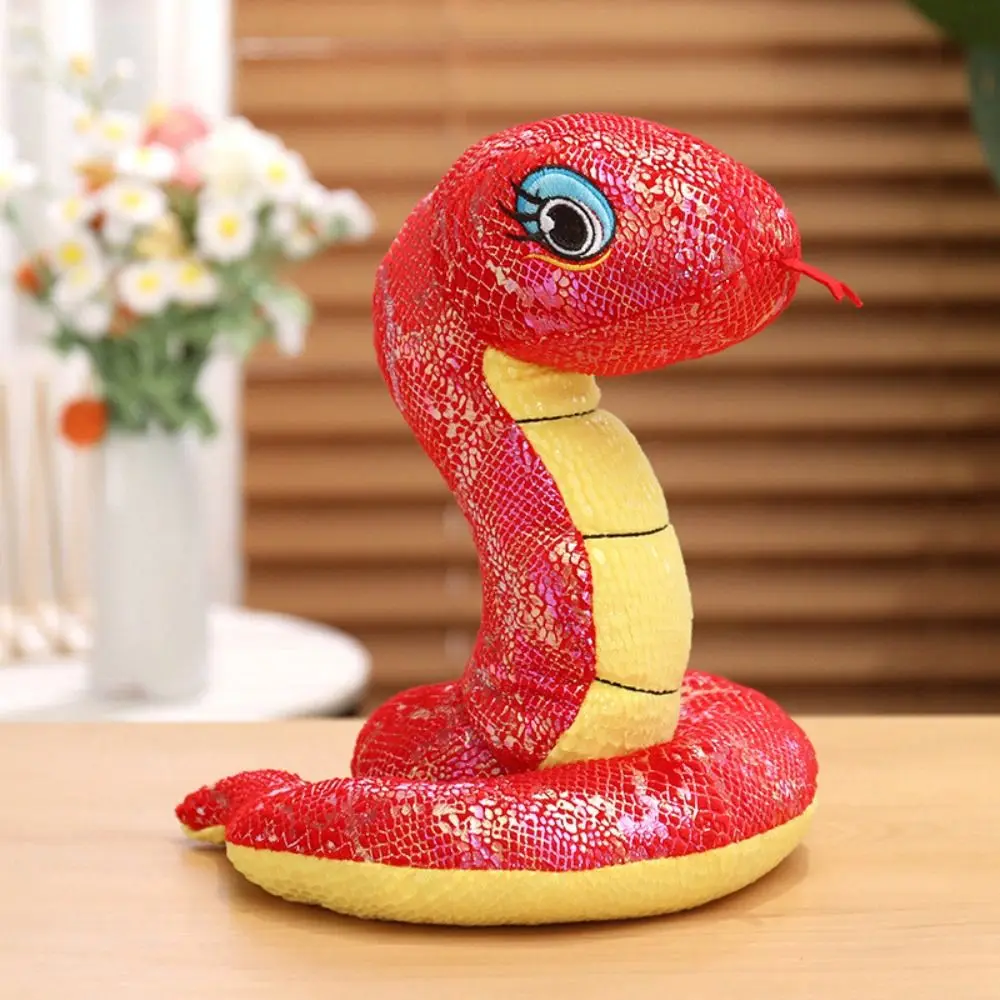 Sequin Fabric Year Of The Snake Plush Toys Chinese Simulated Snake Year Mascot Doll Stuffed Animal Sequined Snake doll