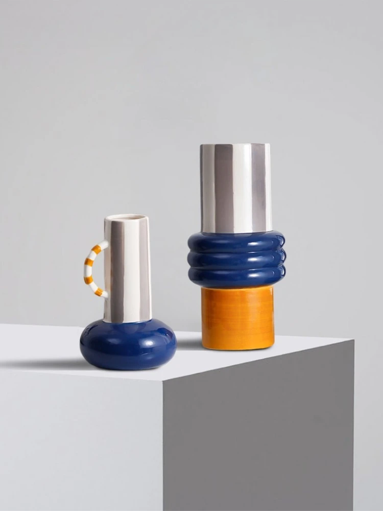 

Modern Design Handmade Ceramic Vase Pottery Vases Insert Dry Home Living Room Soft Decoration Ornaments Jarrones Flower Pot