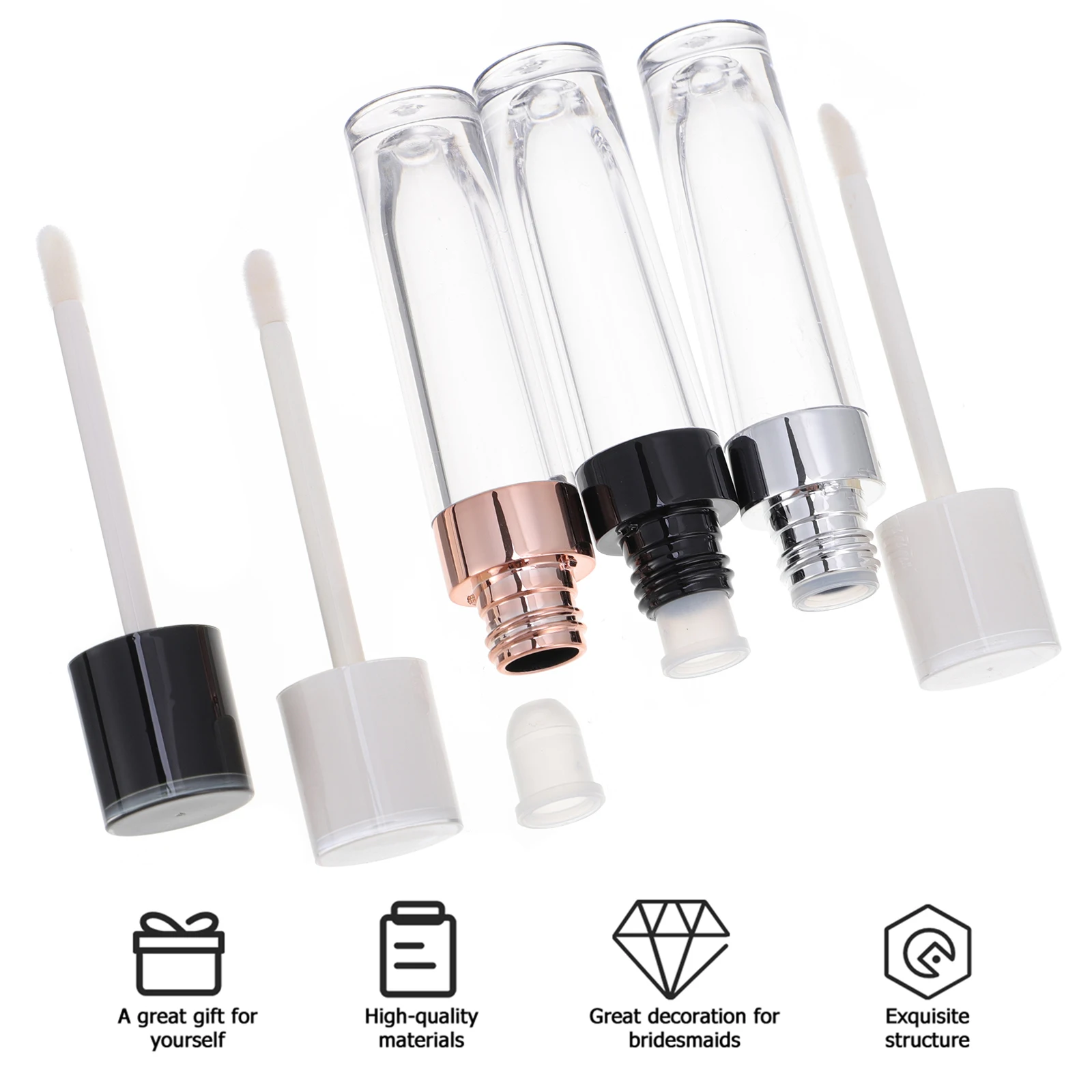 9pcs Refillable Gloss Tubes Clear Mini Bottles For Diy Cosmetics Makeup Balm Eco-Friendly Portable Lip Color Container Lip