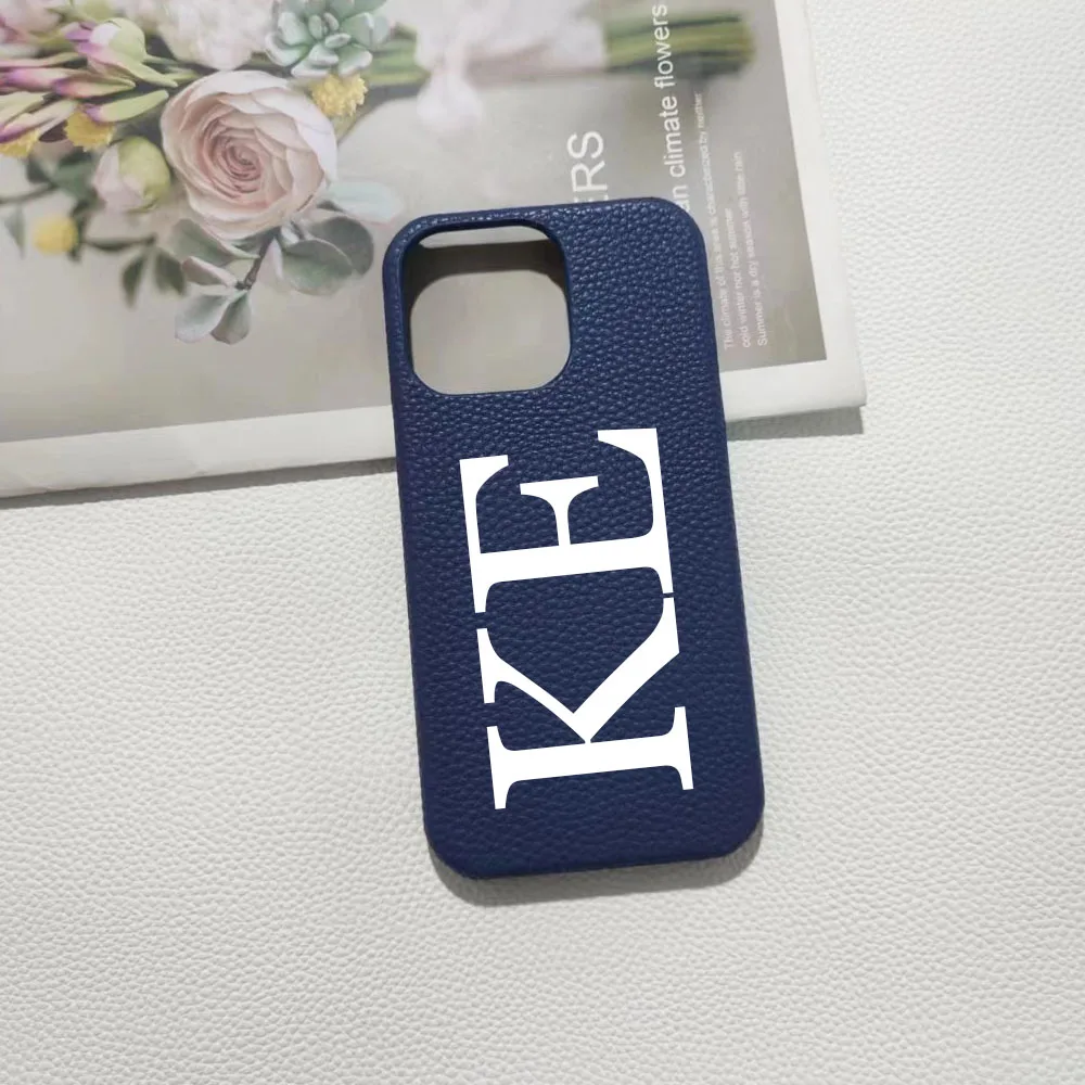 Personalised inevitable Initial kafr letters name Leather Case for iphone 11 12 14 13 15 Pro Max 16 14Plus Luxury Hard Covers