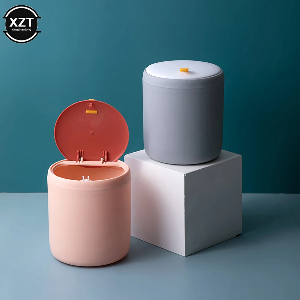 Nordic Mini Trash Can Waste Bins Desktop Garbage Basket Home Table Plastic Trash Can Office Supply Dustbins Sundries Barrel Box