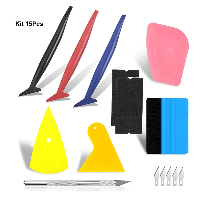 Vinyl Wrap Tool Kit voor auto raamfolie installatie, micro rakel, hoekkrabber, vinyl cutter, professionele auto wrap kit, 15-45 stuks