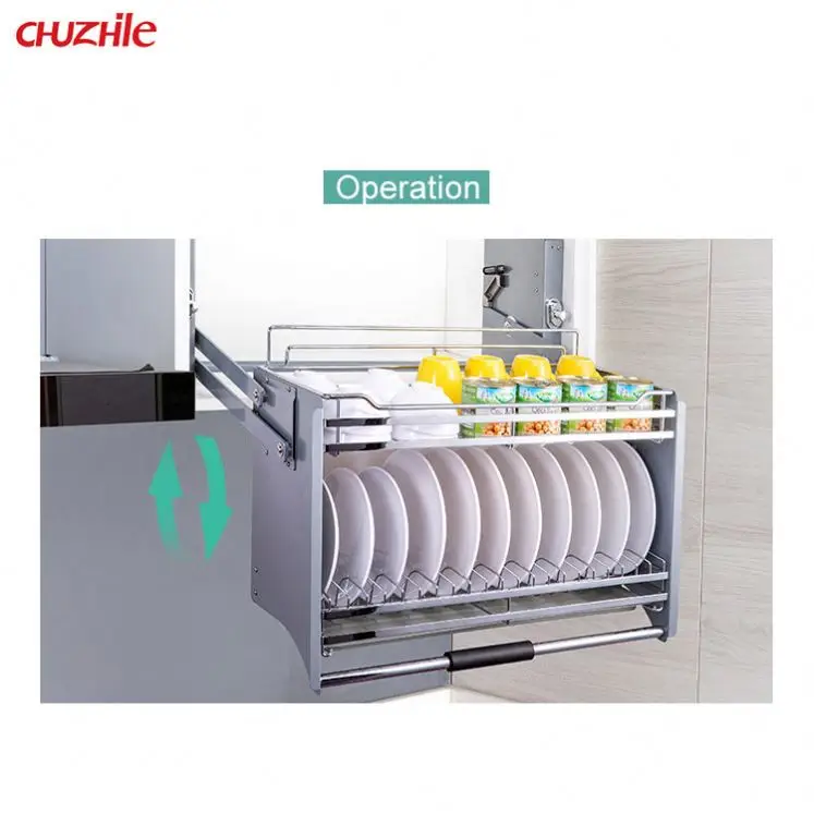 سلة رفع تخزين الأسلاك المعدنية لخزانة المطبخ من الفولاذ المقاوم للصدأ 201 900 مم #4