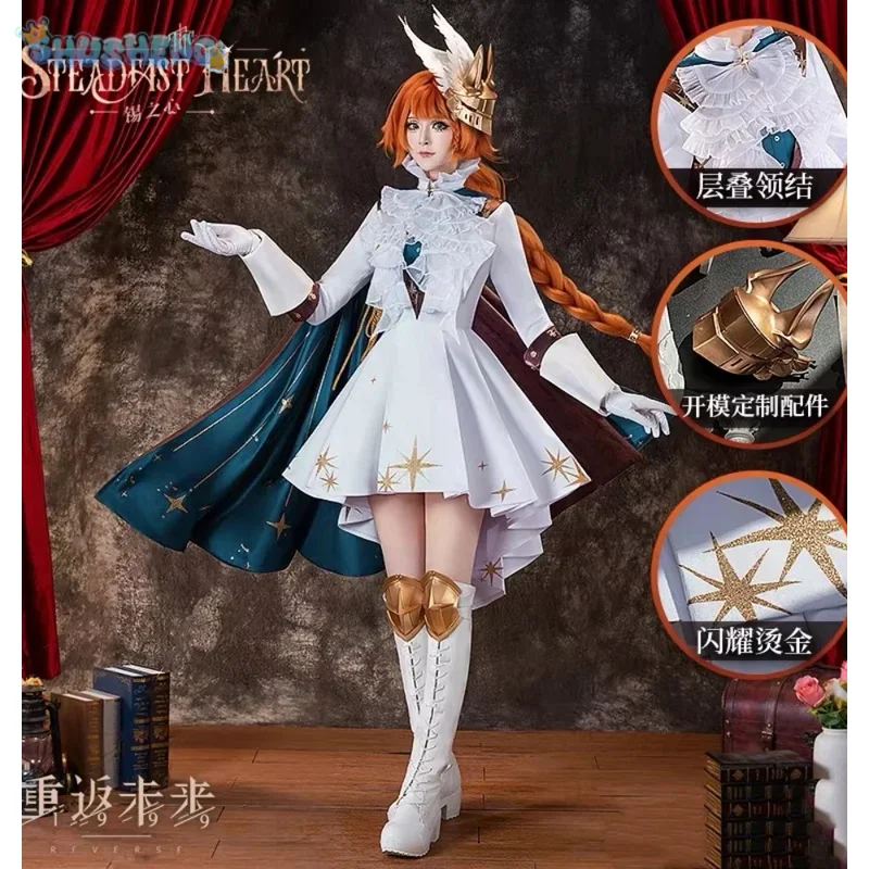 

Реверс игры: 1999 Sonetto, женский костюм для косплея, платье, галстук, перчатки, головные уборы, реквизит, полный комплект, униформа, женский великолепный комплект на Хэллоуин