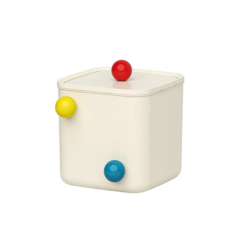 Desktop Storage Bucket With Three Colour Columns And Lid Press Lattice Desktop Storage Box Mini Lidded Storage Bin