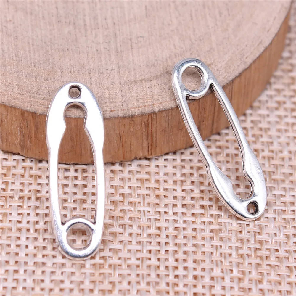 40pcs 25x8mm(0.98x0.31inch) Antique Silver Color Pin Charms Vintage Jewelry Findings