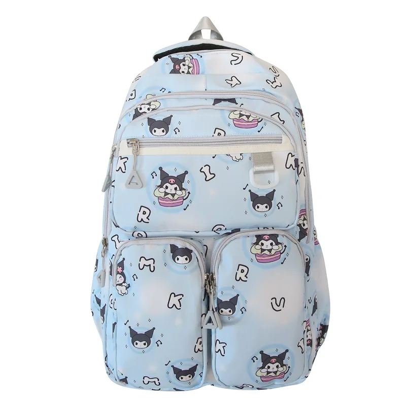 Sanrio Kuromi Simple Cute Fashion Student and Child Large Capacity Stress Relief Travel Bag Anime Nylon Canvas School Bags Woman