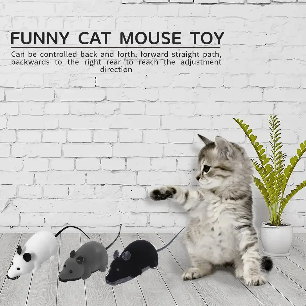 Wireless Plush Rat Electronic Mice Pet Remote Control Interactive Cat Mechanical Motion Kitten Rat Toy for Home Pets