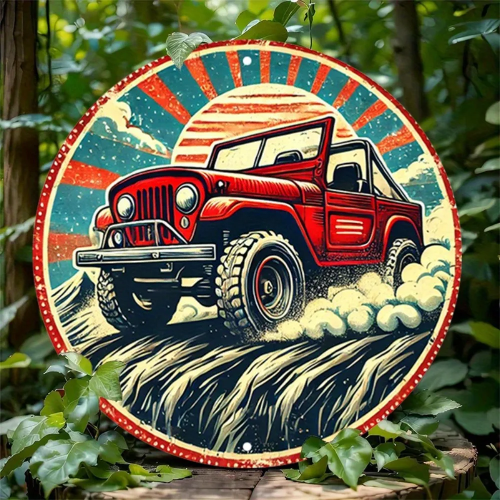 Vintage-Metallschild für Geländefahrzeuge – rustikale Aluminium-Wandkunst für Zuhause, Garage, Café, Raumdekoration