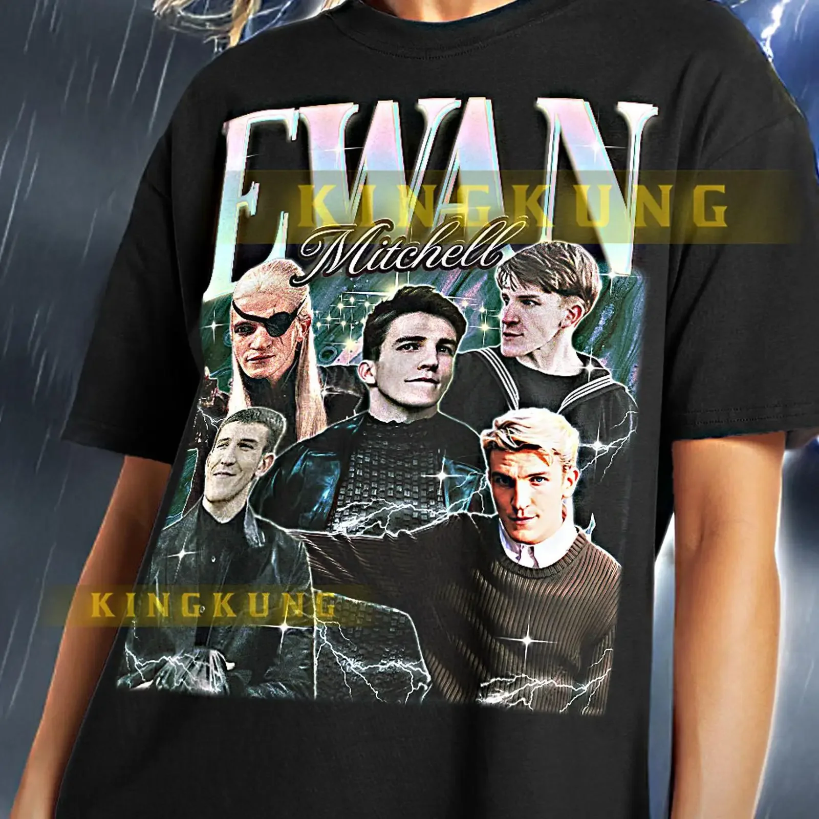 Ewan Mitchell T Shirt Bootleg Vintage Retro 90s saf vintage Washed graphic Casual designer clothes streetwear Breathable