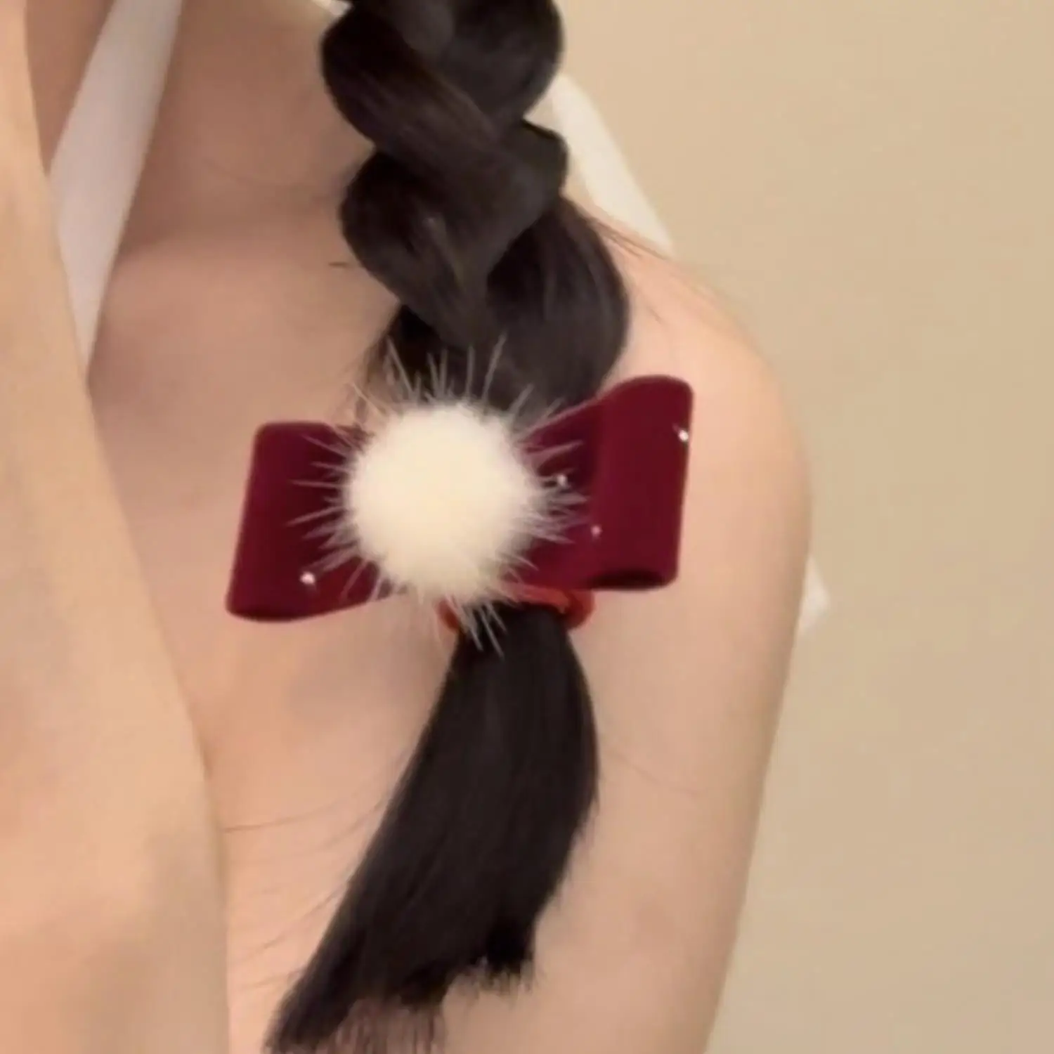 Doce vermelho veludo bowknot hairpin meninas atmosfera de ano novo grampo de cabelo bonito presilhas corda de cabelo acessórios para o cabelo