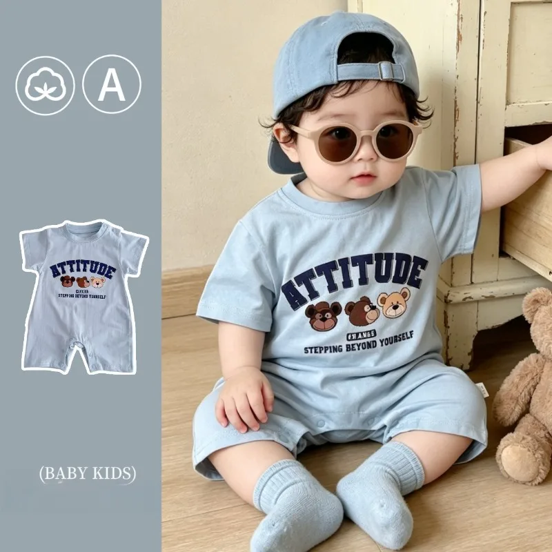 ZOETOPKID Krabbelkleidung für Kleinkinder, Sommer, für Jungen und Mädchen, dünn, atmungsaktiv, kurzärmeliger Baby-Strampler, Kinder-Strampler
