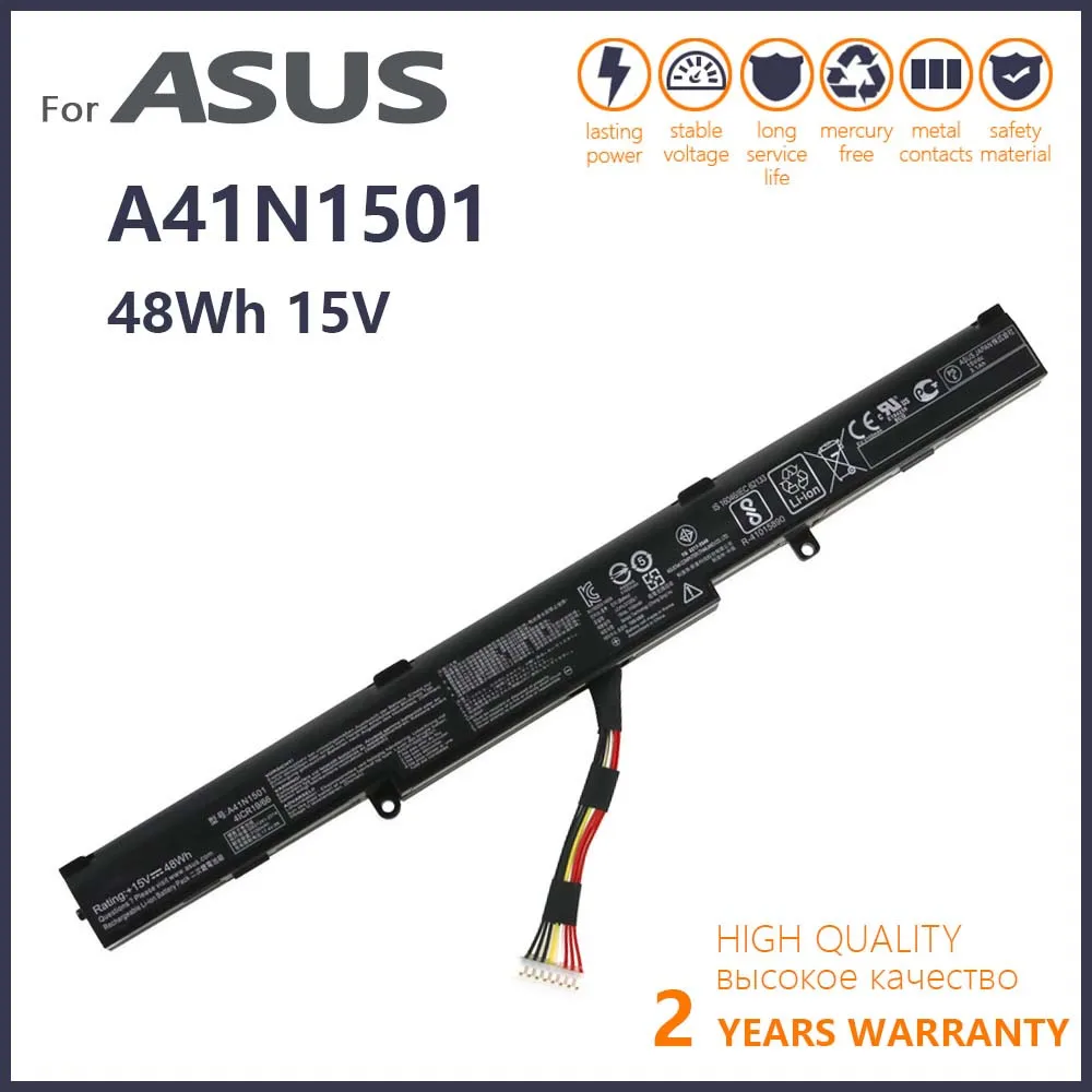 

Genuine 48WH New Original Laptop Battery A41N1501 A41LK9H For Asus ROG GL752 GL752V GL752VL GL752VLM GL752VW N552V N552VX N752VX