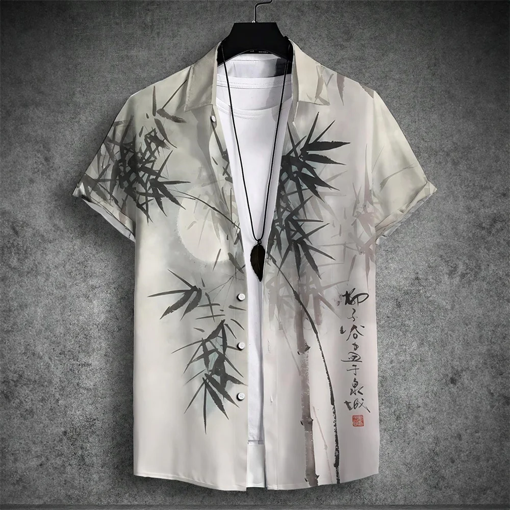 Men\'s Hawaiian Shirt 2024 New Short-Sleeved Shirt Loose Casual Comfort Harajuku Fashion Top Chinese Style Printed Social Clothes