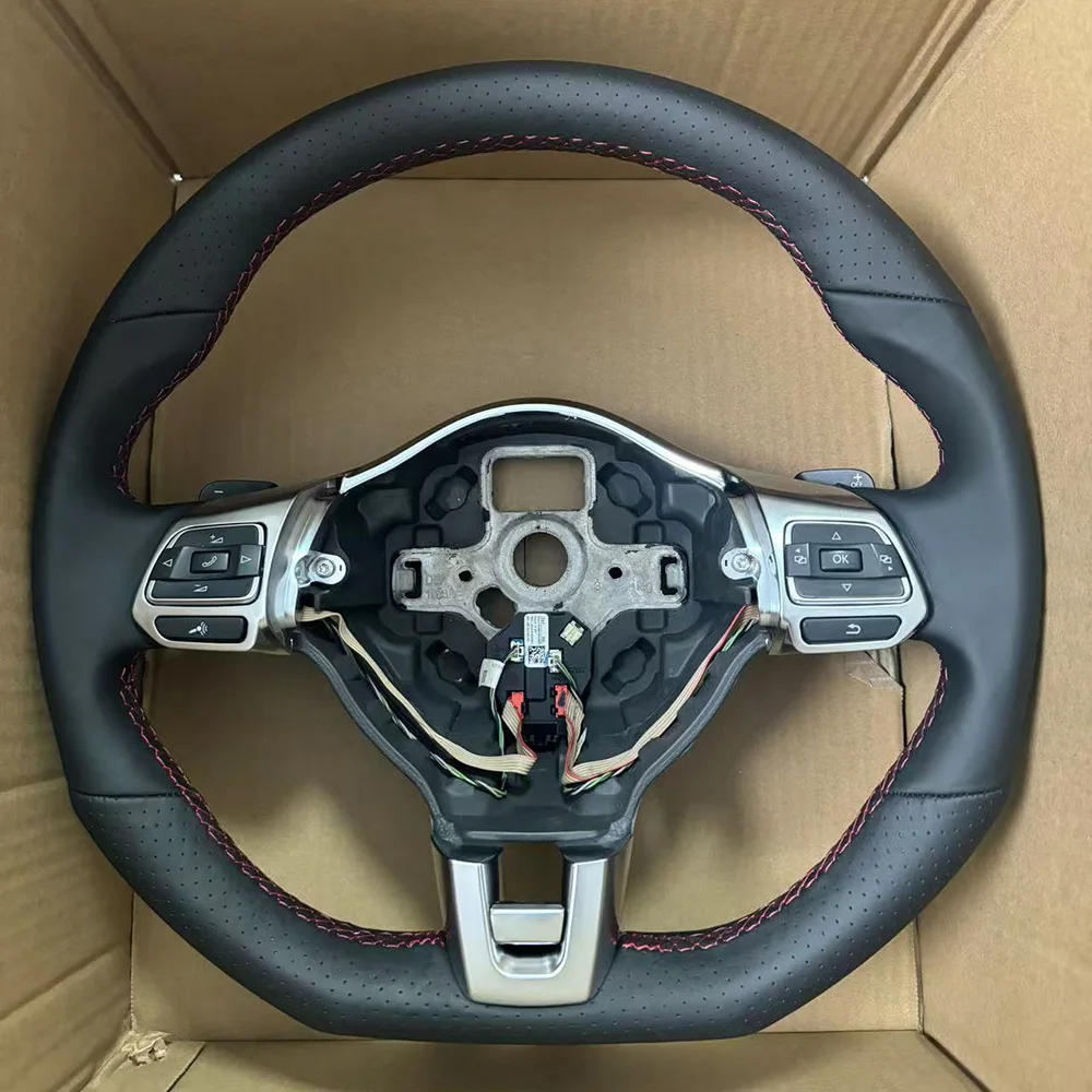 For Golf MK6 GTI Leather Multifunctional Steering Wheel With button Old R Logo Assembly