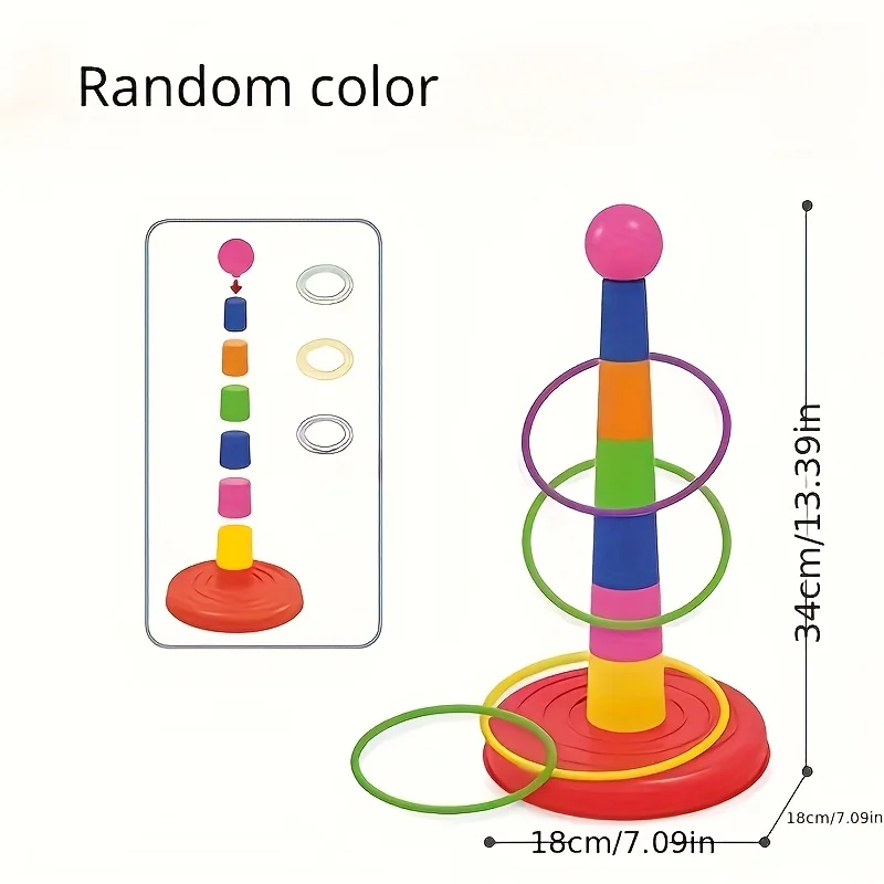 1 Set Outdoor Throwing Ring Game - Colorful Hoop Set for Kids, Family Party Activities, Halloween Christmas Gift for Children