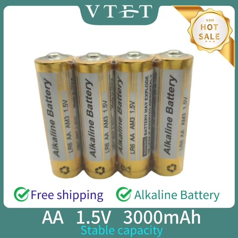 2024 New 1.5V AA 3000mAh Rechargeable Battery Alkaline Battery for Led Light Mp3 Toy Recyclable Remote Control Long Battery Life