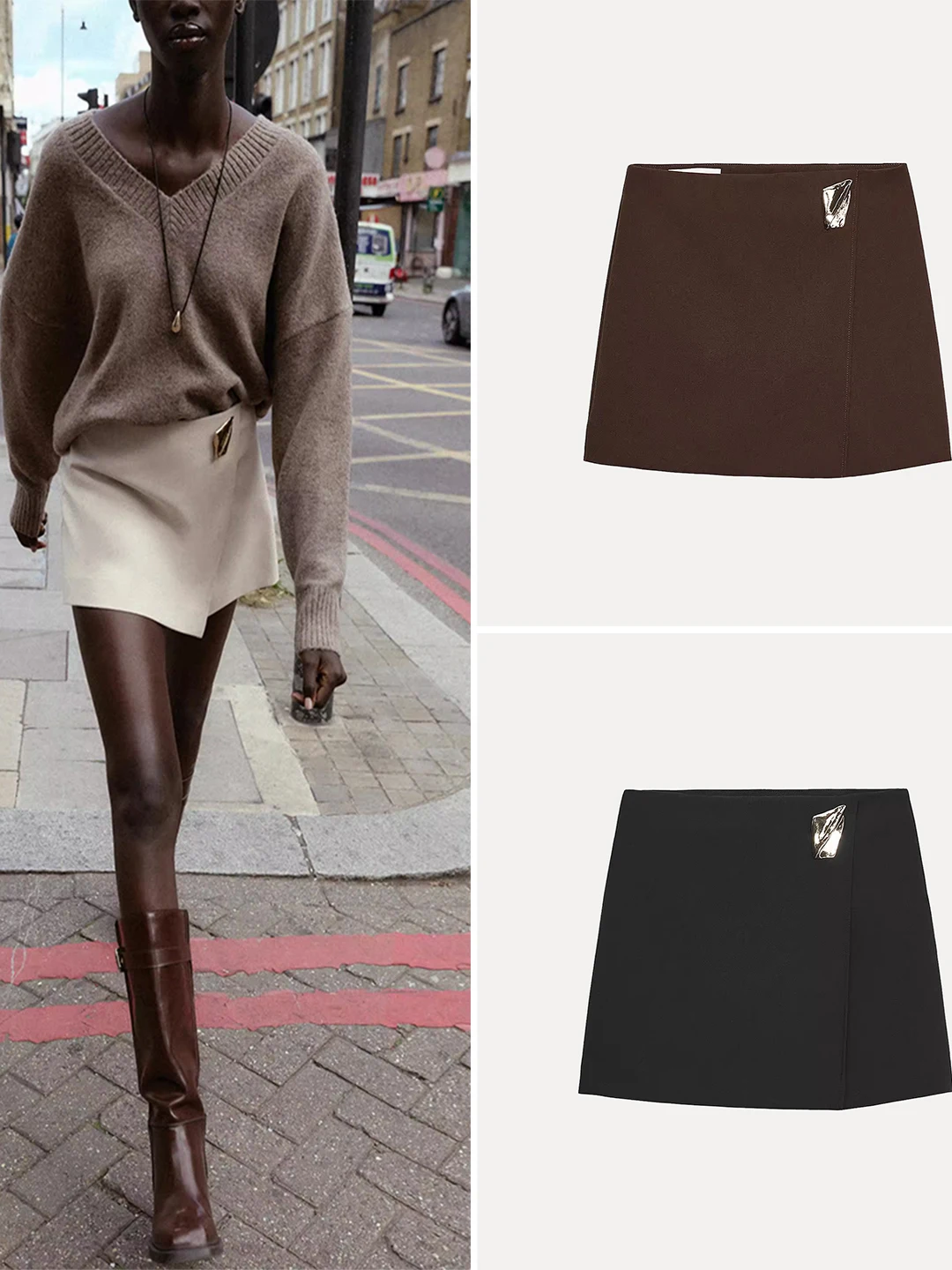 Spodnie damskie z wysokim stanem, asymetryczne, z metalowymi elementami ozdobnymi, codzienne, jesienne, nowość, plus size, mieszanka włókna bambusowego, bawełny i lnu.