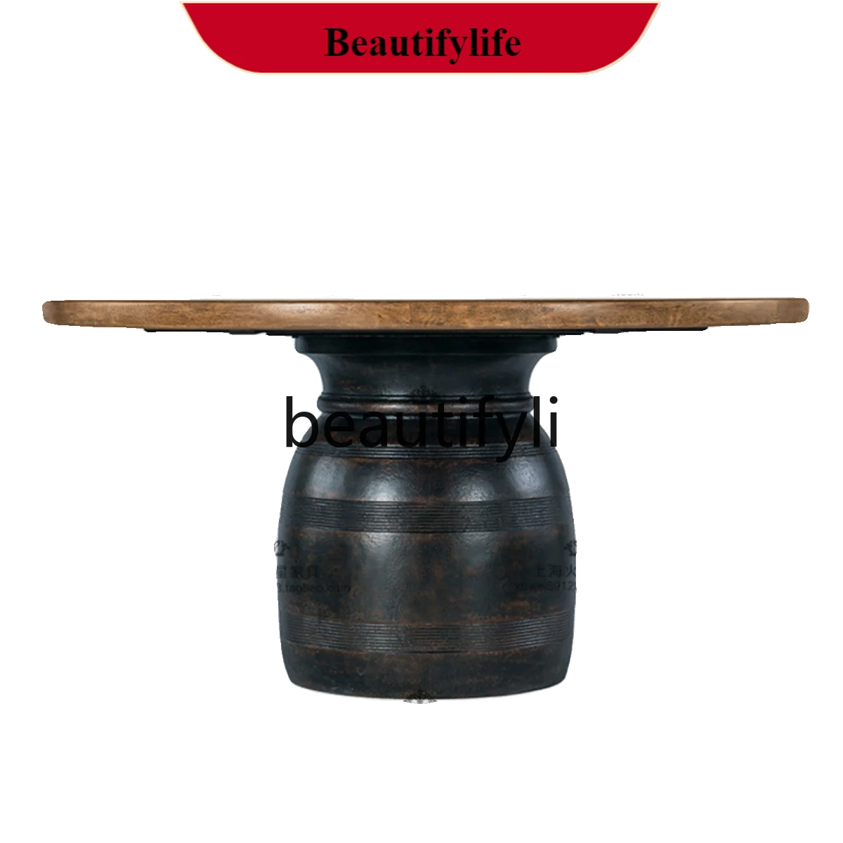 

Q132 American rural retro solid wood simple round dining table and chair combination French small apartment restaurant home