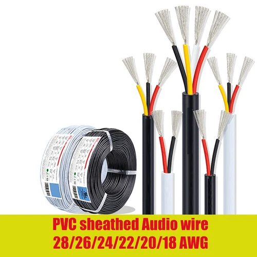 Cable electrónico 7 6 5 4 3 2 núcleos Cable enfundado 28 26 24 20 18 22AWG Cable eléctrico para altavoz tira de LED batería Solar DIY