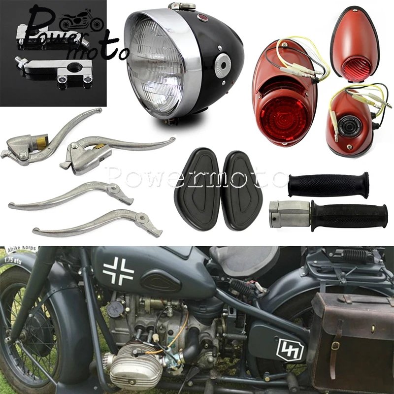 Old School Motorcycle Accessories Headlight Tail Light Brake Clutch Lever Grip  For BMW R66 Zündapp K750 KS Dnepr Ural Assembly