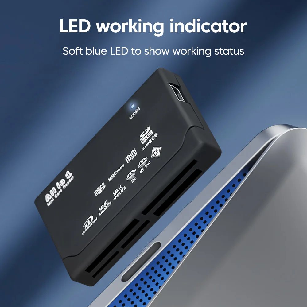 Leitor de cartão de memória USB 2.0 multifuncional tudo em um leitor de cartão Mini SD TF CF M2 XD MS Carder Reader
