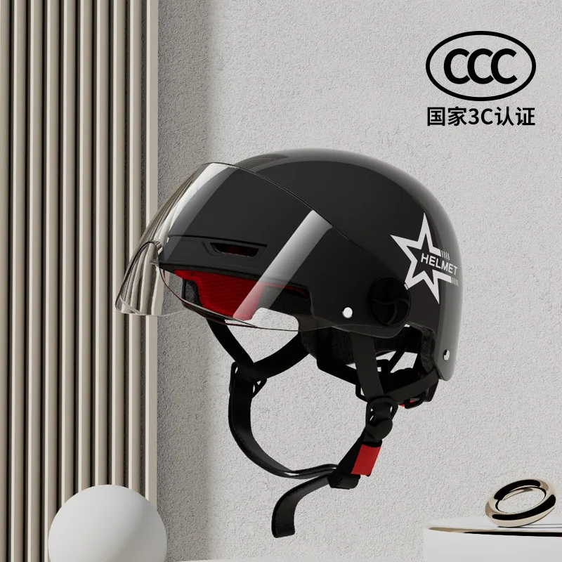 

Motorcycle 3C Helmet Wholesale Harley Helmet Battery Car Electric Car Riding Helmet Four Seasons Universal Men and Women Half