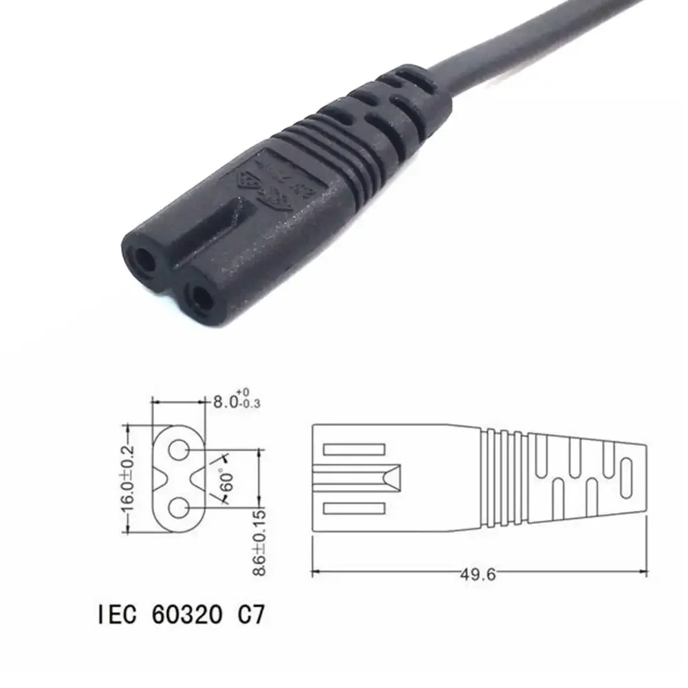 Korte 30 Cm IEC320 C7 Om C8 Verlengsnoeren, C8-C7 Iec Jumper Kabel Met Swith, man-vrouw 2PIN Power Line, H03VVH2-F 2x0.75mm