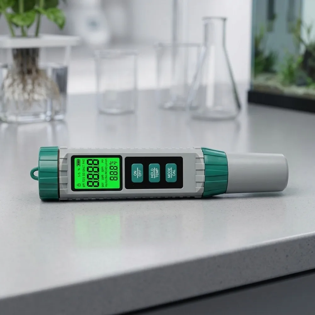 10 Parameter Water Test Pen X101 Digital pH Salinity ORP Hardness Fertility Meter with Backlit LCD for Home Use