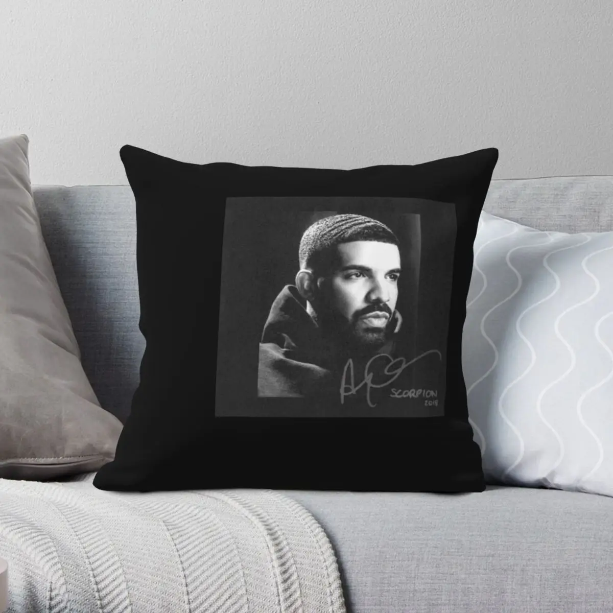 Drake Scorpion Square Pillowcase Polyester Linen Velvet Printed Zip Decor Sofa Seater Cushion Cover