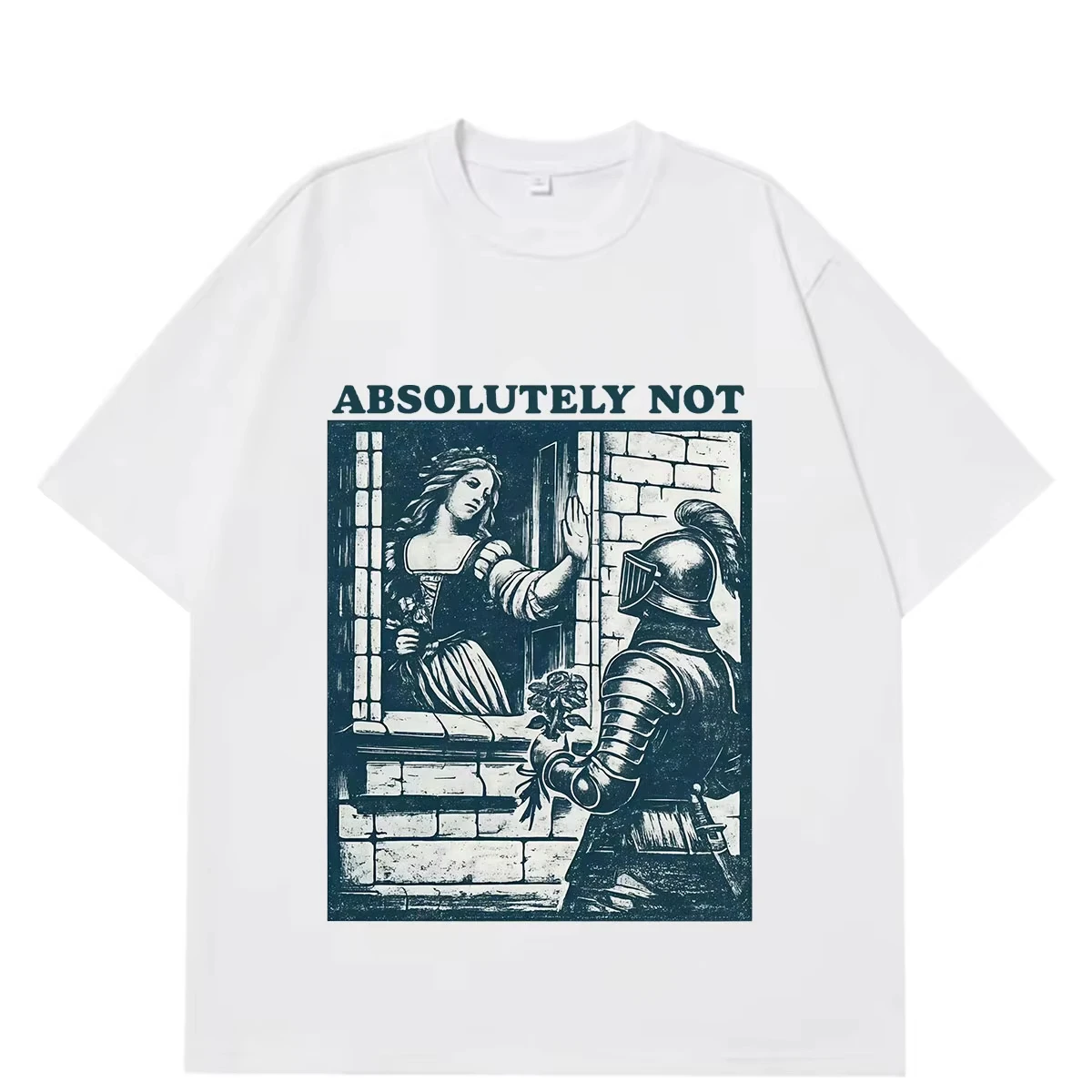 Absolutely Not Funny Knight Meme T-shirt Men Women Gothic Punk T Shirt Summer Short-sleeved Loose Casual Hip-hop Cotton T-shirts