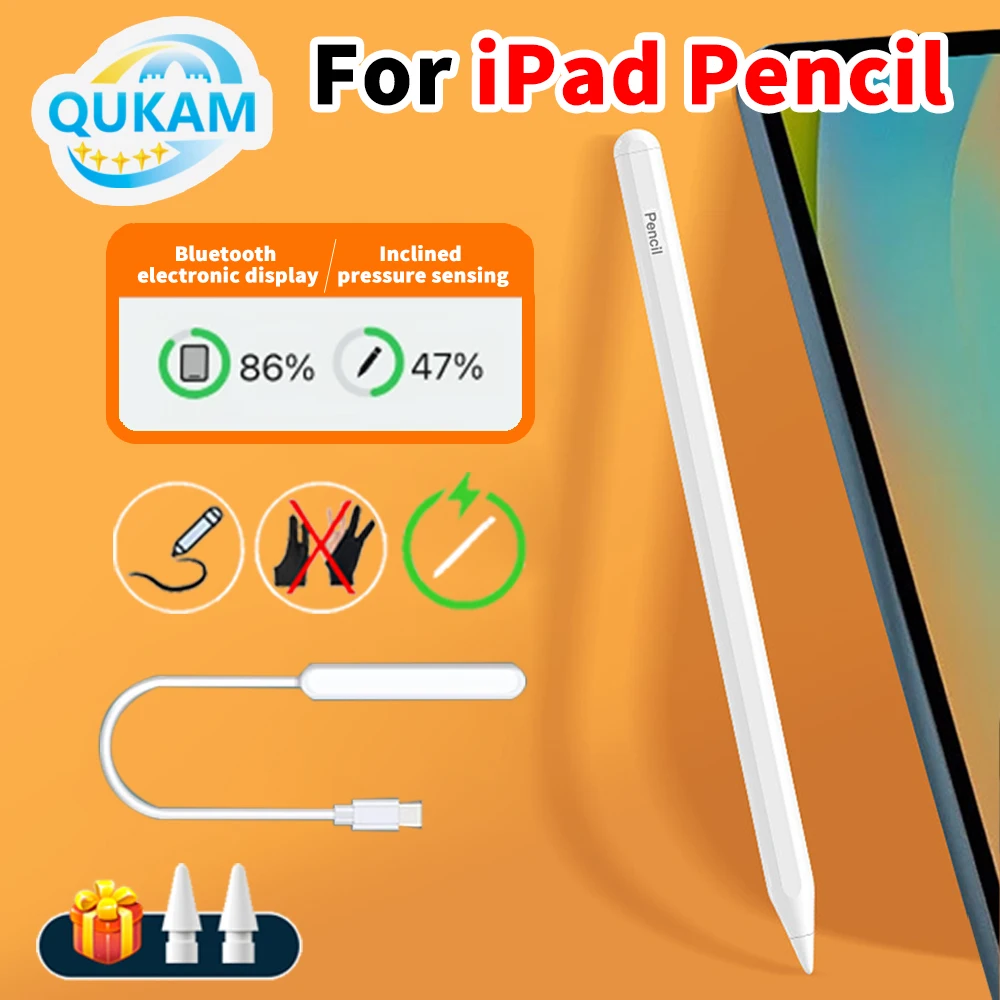 

Стилус для беспроводной зарядки 2025 для Apple Pencil для iPad Air 4 5 Pro 11 12,9 Mini 6, ручка для iPad, аксессуары для iPad с защитой ладони