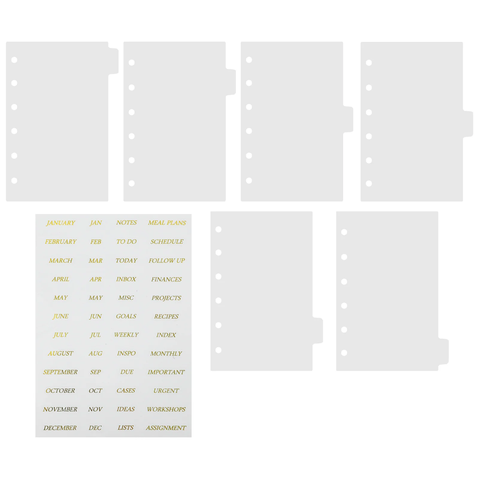 1 Set Of Loose Leaf Binder Dividers 6 Ring Tab Dividers For Office Notebook Organizer Page Separator Plastic Divider Sheets