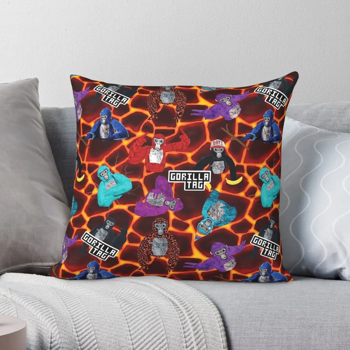 Gorilla Tag Lava Monke Square Pillowcase Polyester Linen Velvet Creative Zip Decor Throw Pillow Case Home Cushion Cover 18
