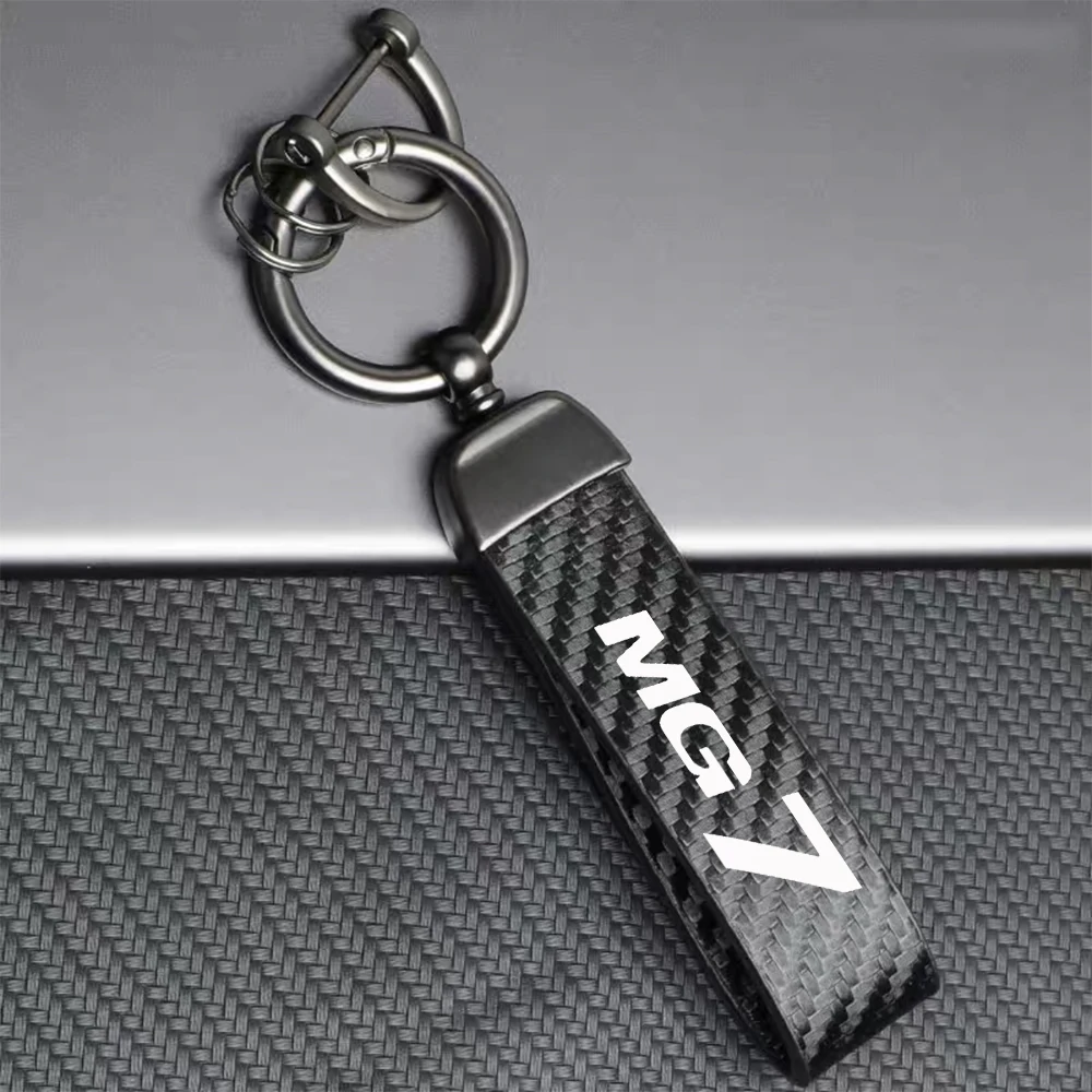 Car Carbon Fiber Style Keychain Car Key Chain Keyring Pendant Metal Keychain Accessories For MG ZS HS GT HECTOR MG3 MG6 MG7