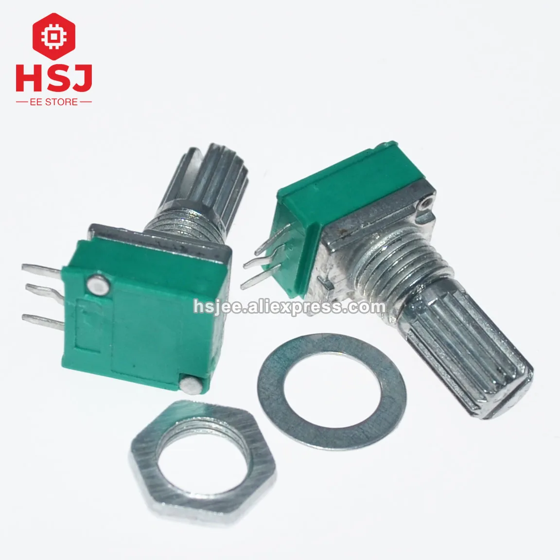 5pcs RV097G RK097G 5K 10K 20K 50K 100K 500K audio 6pin dual shaft 15mm amplifier sealing potentiometer