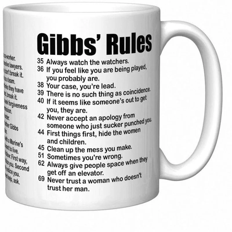 Gibbs Rules Ceramic Mug Custom Logo Personalized Gift for NCIS Fans Office