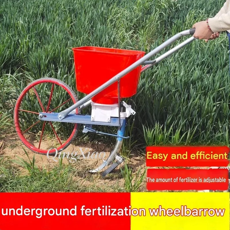 Hand Push Side Dressing Applicator Manual Underground Fertilizing Machine Adjustable Feed Cart for Corn Vegetable Crop Farm Work