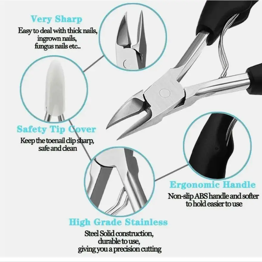 1pc Tagliaunghie professionale per unghie dei piedi Strumento per unghie incarnite Unghie spesse Pelle morta Rimozione dello sporco Taglierina per unghie con lama curva super affilata