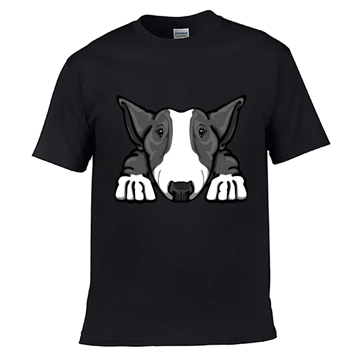 Bull Terrier Dog Face Pet Art Street Distressed Washed Loose Simple Tee